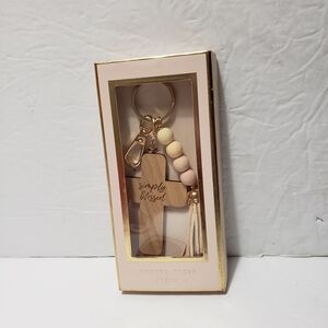 NEW! 2023 OLIVER SMITH & CO. Wooden Cross Keyring With Tassel & Beads